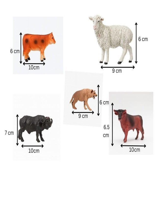 DTR Creation Animal Figurines Toy Set - Pack of 5 | Farm & Wild Animals Learning Toys for Kids | Educational & Realistic Animal Figures for Boys & Girls (Cow, Buffalo, Bear, Sheep, Calf) - Image 4